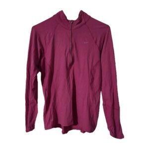 Nike Women's Activewear Shirt Half Zip Size M Pink Long Sleeve Dri-Fit.